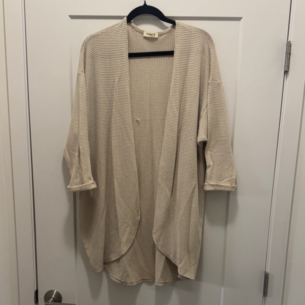Ginger G Beige Open-Front Cardigan